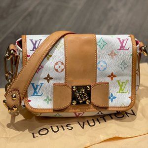 SOLD!!!! Louis Vuitton Patty White Multicolor Monogram Canvas Pochette Hand Bag